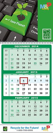 Large 3 month in view promotional calendar for business advertising