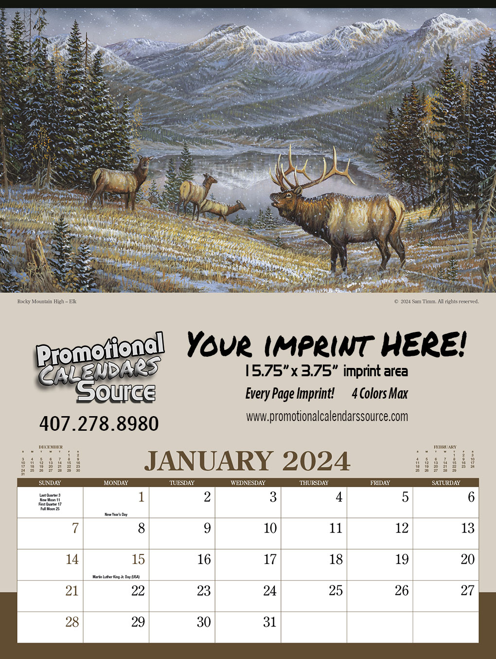 Wildlife Art Executive Wall Calendar