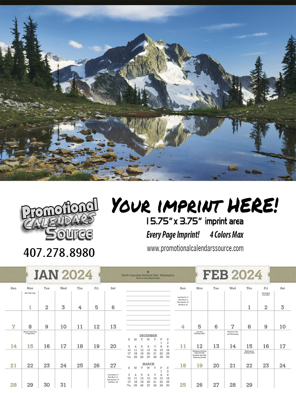 American Splendor 2 Month View Large Scenic Calendar