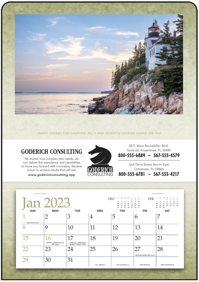 Single Pocket Promotional Calendar, Size 9x13