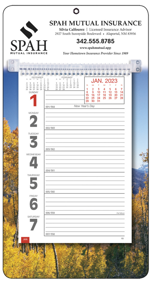 Big Numbers Weekly Memo Calendar  - Autumn Scene, 7x13