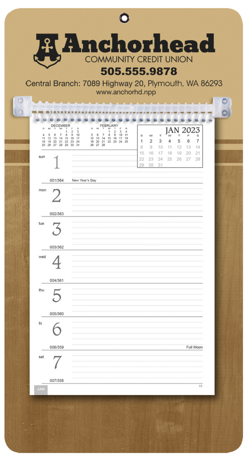 Promotional Weekly Memo Calendar  - Butcher Block