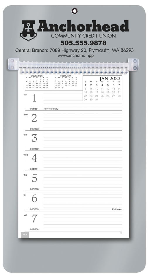 Weekly Memo Wall Calendar w Silver Backer