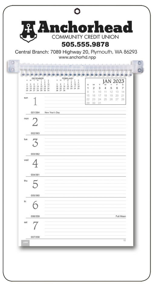 Weekly Memo Promo Calendar White Mount