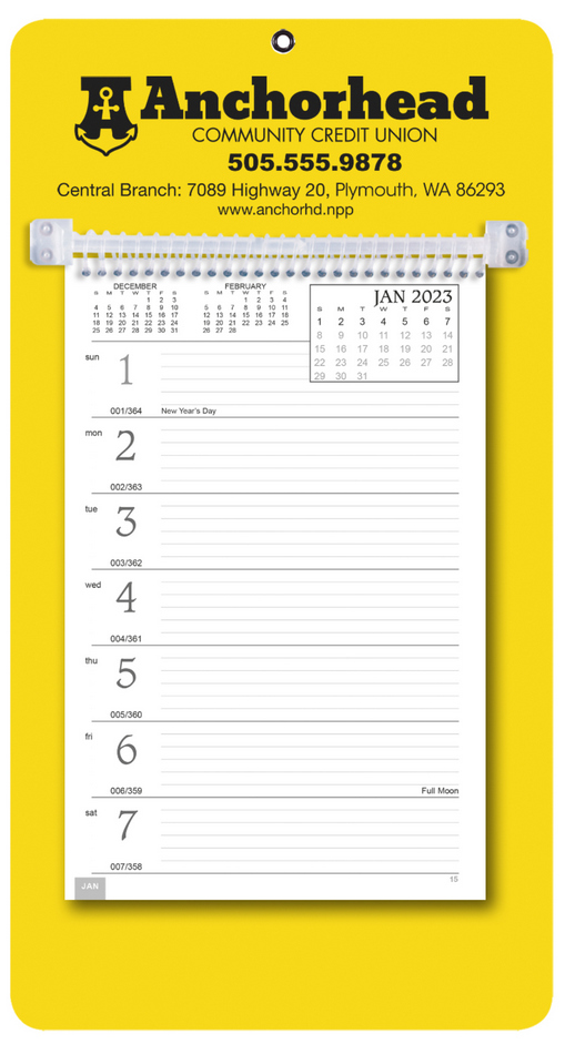 Weekly Memo Calendar Yellow