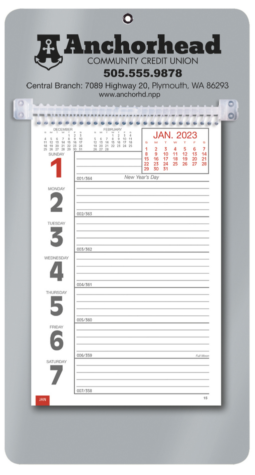 Promotional Big Numbers Weekly Memo Calendar  - Silver