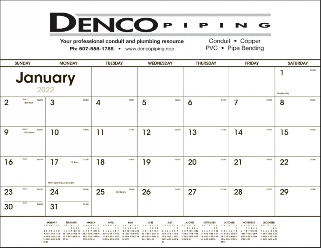 Promotional Desk Pad Calendar Black & White grid,  Size 22