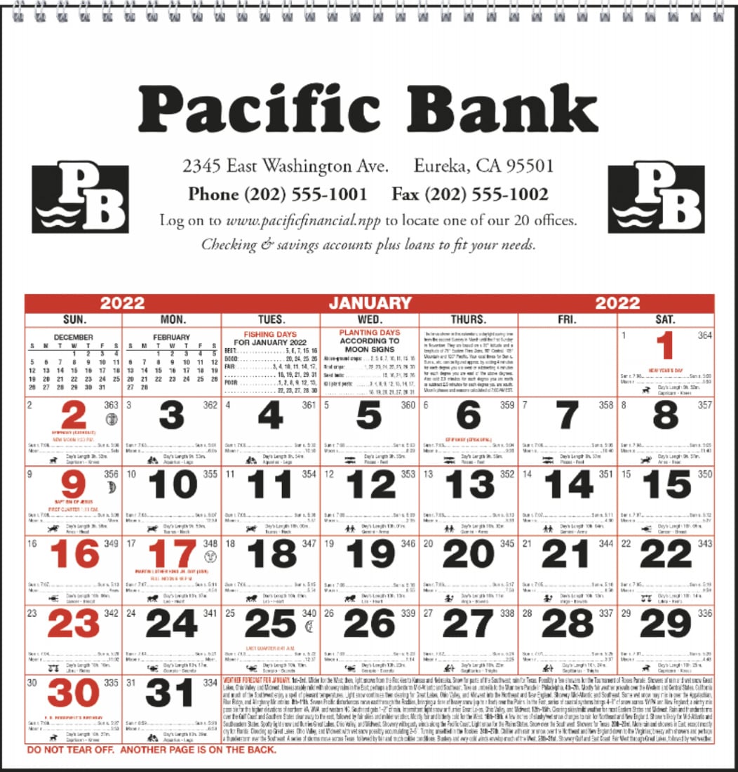 Small Almanac Promotional Calendar Size 11x11