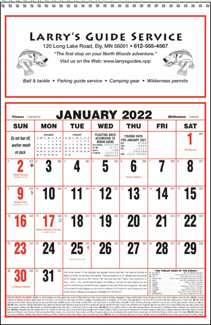 Large Almanac Commercial Calendar Size 11x17