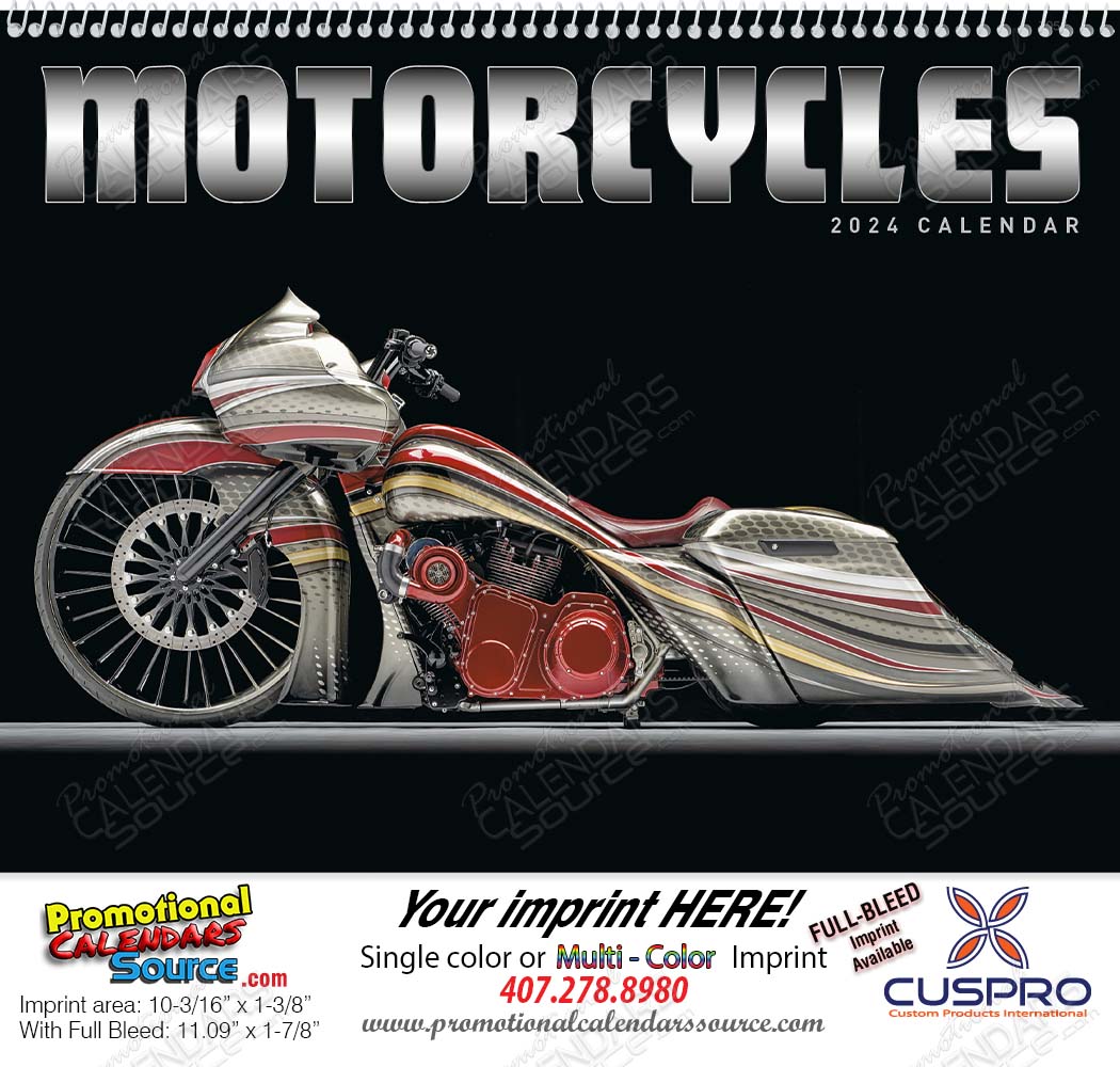 Custom Motorcycles Calendar With Spiral Binding