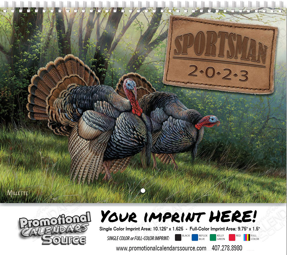 Sportsman Art Wall Calendar with Spiral Binding