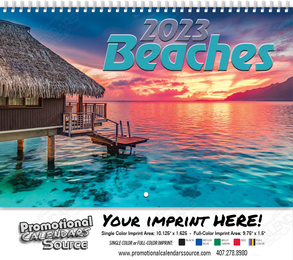 Scenic Beaches Wall Calendar  - Spiral