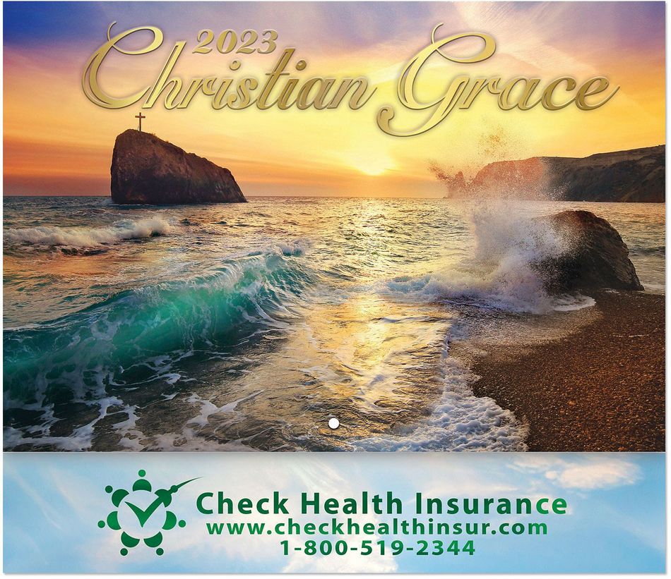 Christian Grace Stapled Wall Calendar with Metallic Foil Stamped Ad