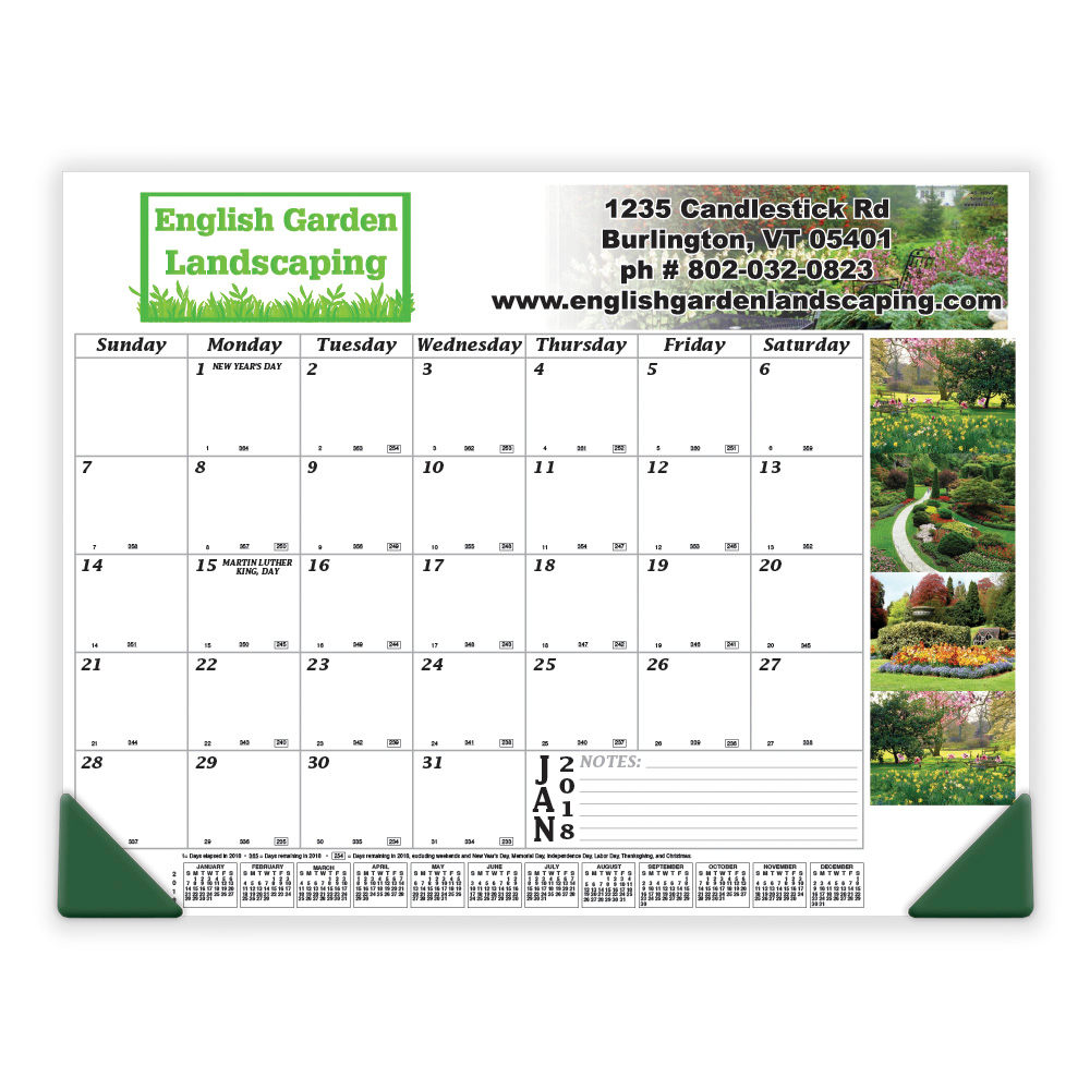 Desk Pad Calendar with Full-Color Top & Side Imprint - Size 17x22