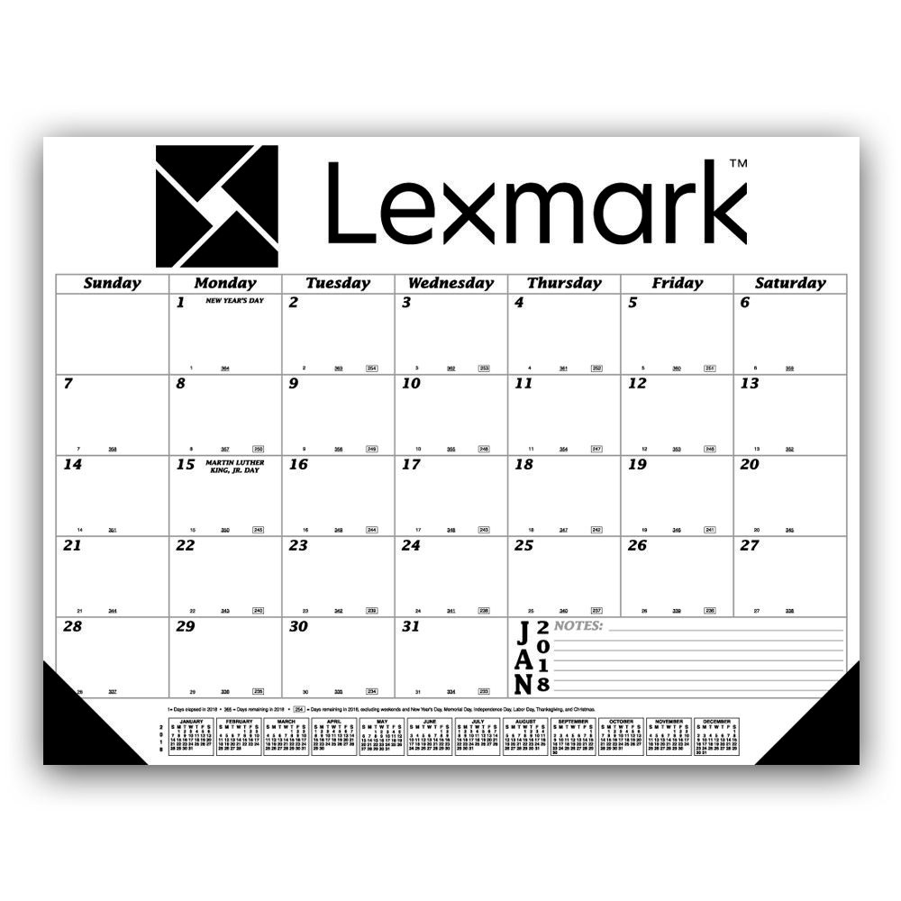 Custom Desk Pad Calendar with Black Grid 22x17