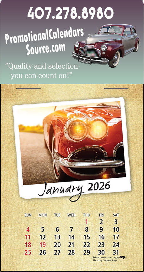 Classic Cars Stick-Up Calendar Full-Color Pad