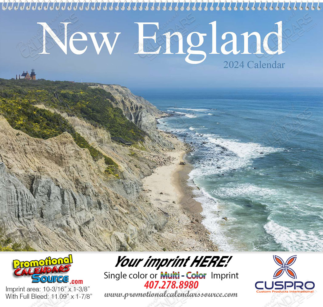 State of New England Wall Calendar  - Spiral