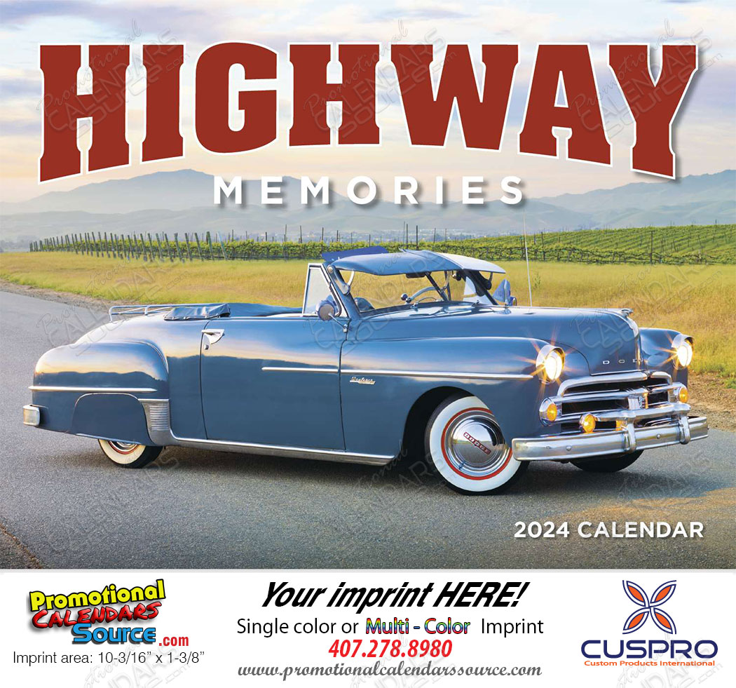 Highway Memories Cars Wall Calendar  Stapled