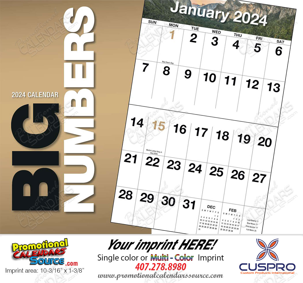 Big Blocks and Big Numbers Scenic Calendar Stapled