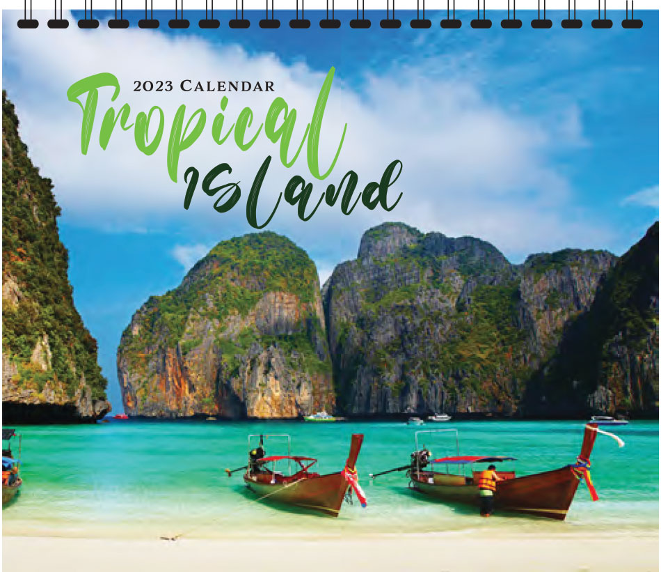 Tropical Island Scenic Calendar, 13.5x24 
