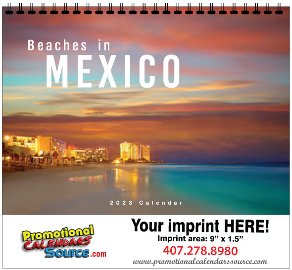 Beaches in  Mexico Scenic Calendar w Spiral Binding