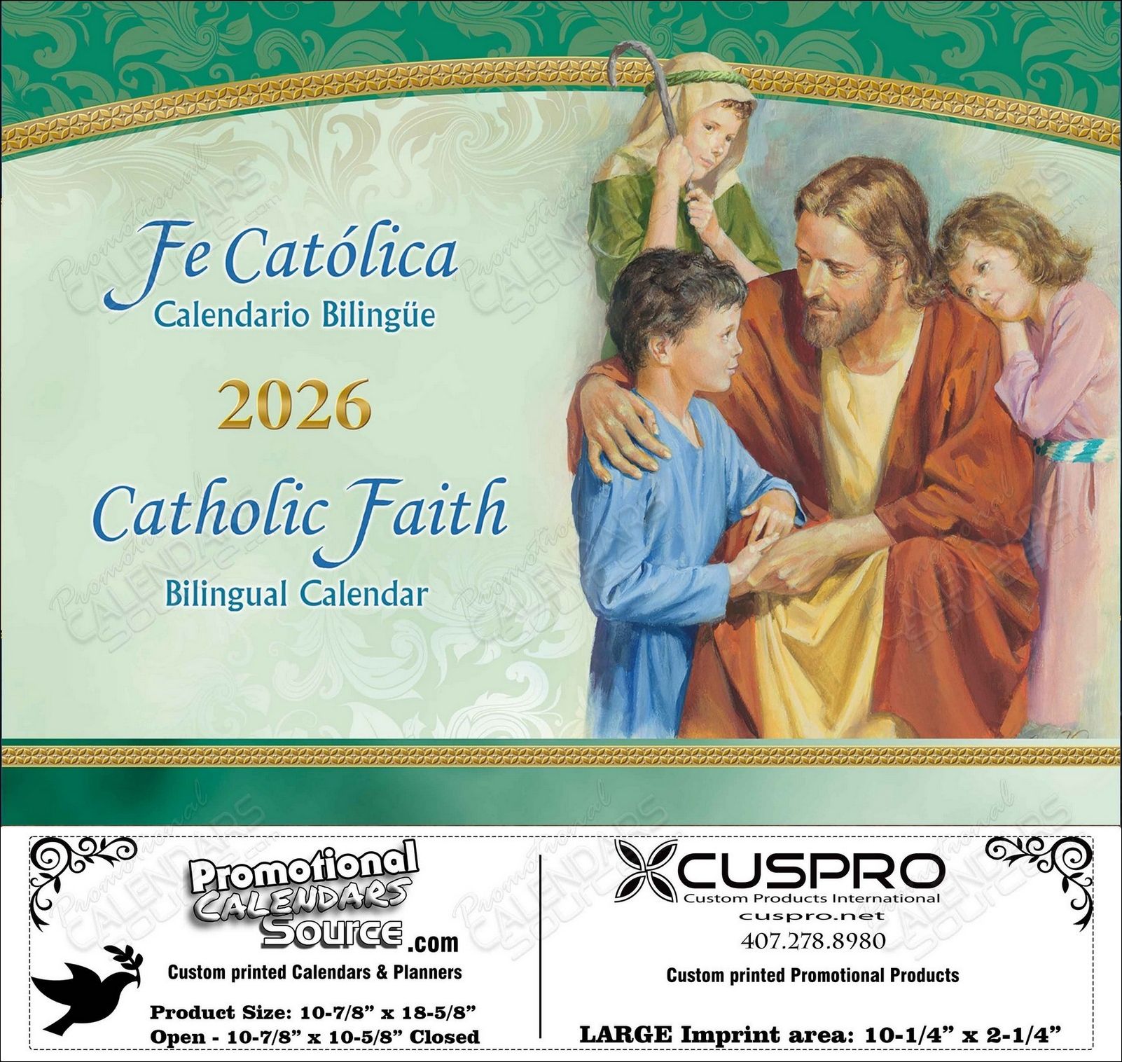 Catholic Faith (Bilingual English-Spanish) Calendar with Funeral Preplanning insert option
