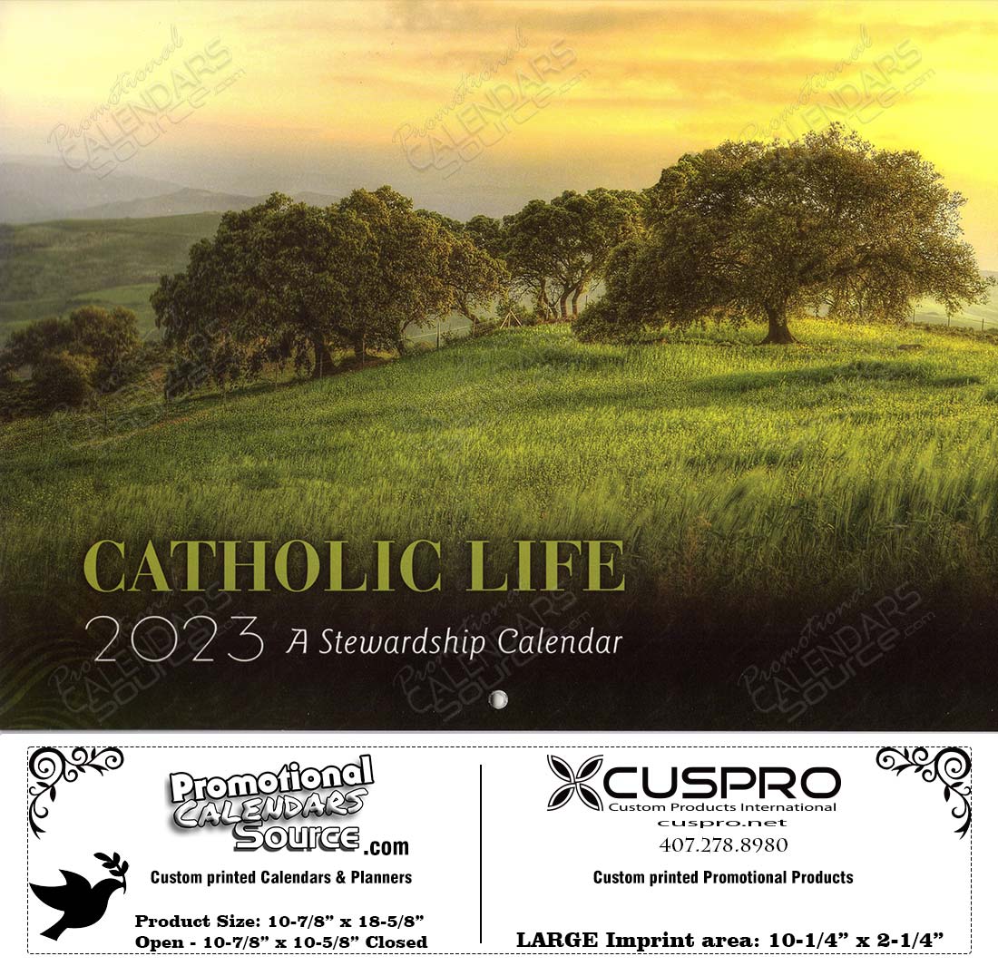 Funeral Home Catholic Life Stewardship Calendar with Funeral Preplanning insert option