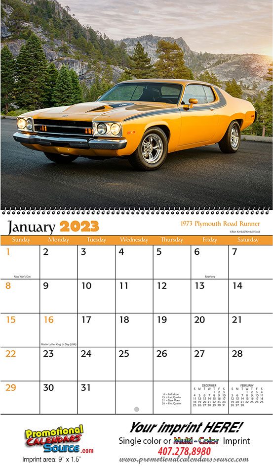 Muscle Cars Promotional Wall Calendar Spiral