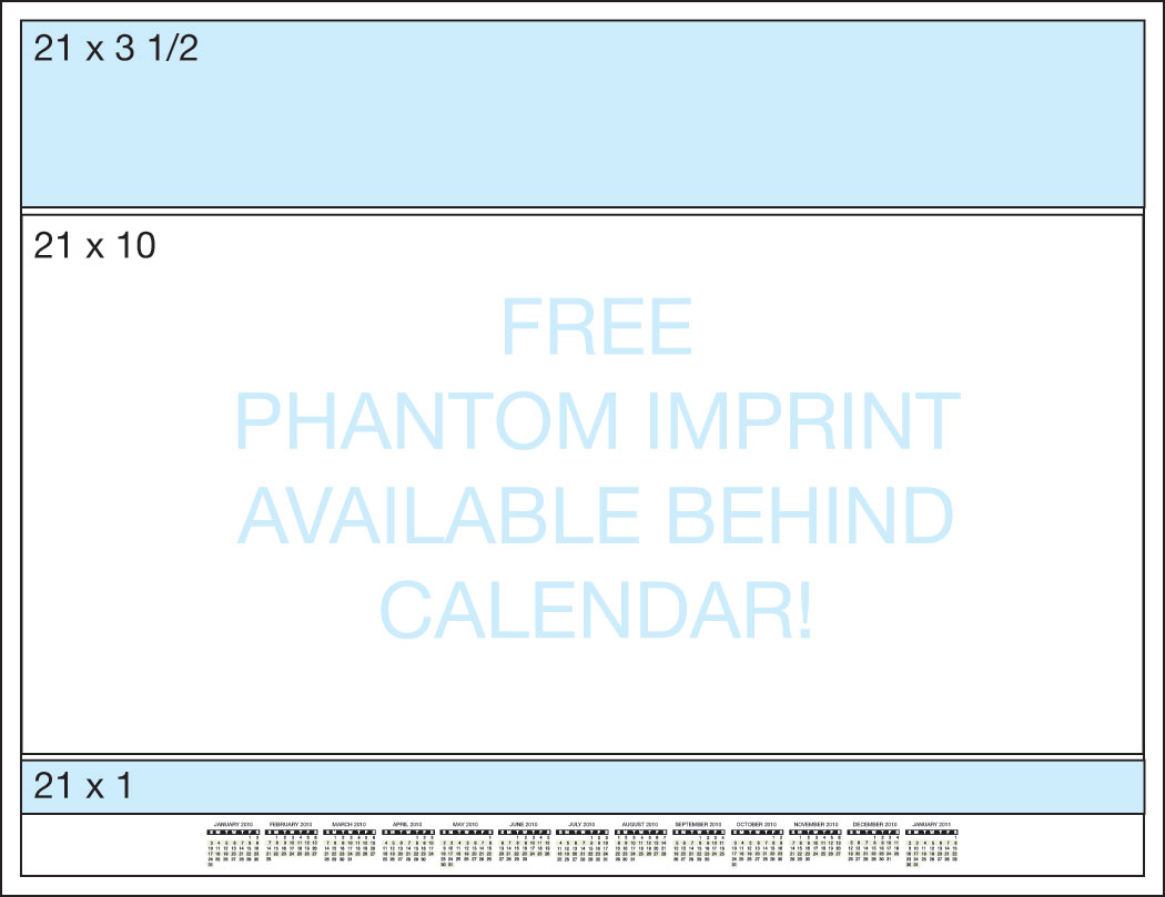 Desk Pad Calendar with Clean Black Large Grid, Product size 21.75x17