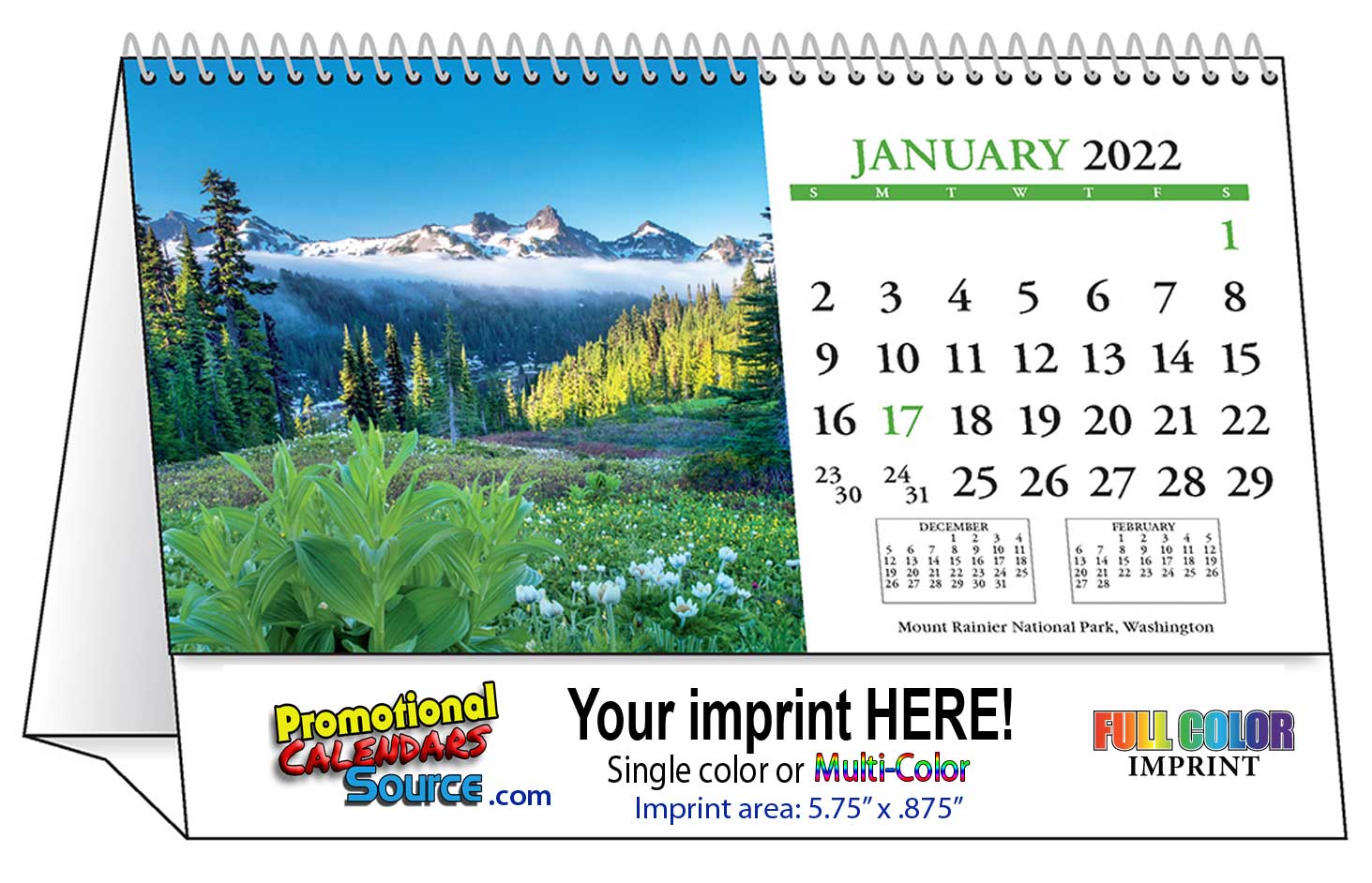 Scenic America Tent Desk Calendar, Size 6.25x4.5