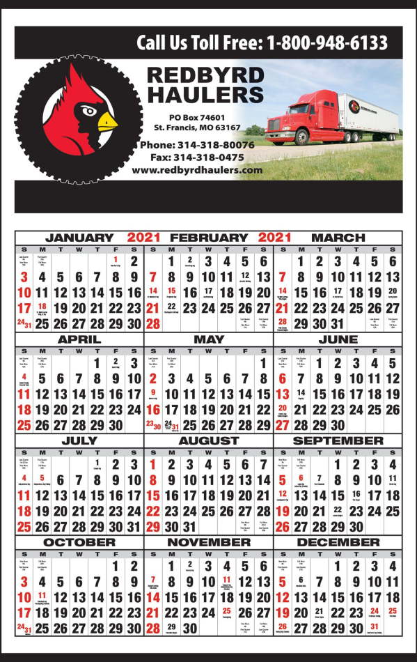 Custom Year View Calendar 14.5x23 Full Color Imprint