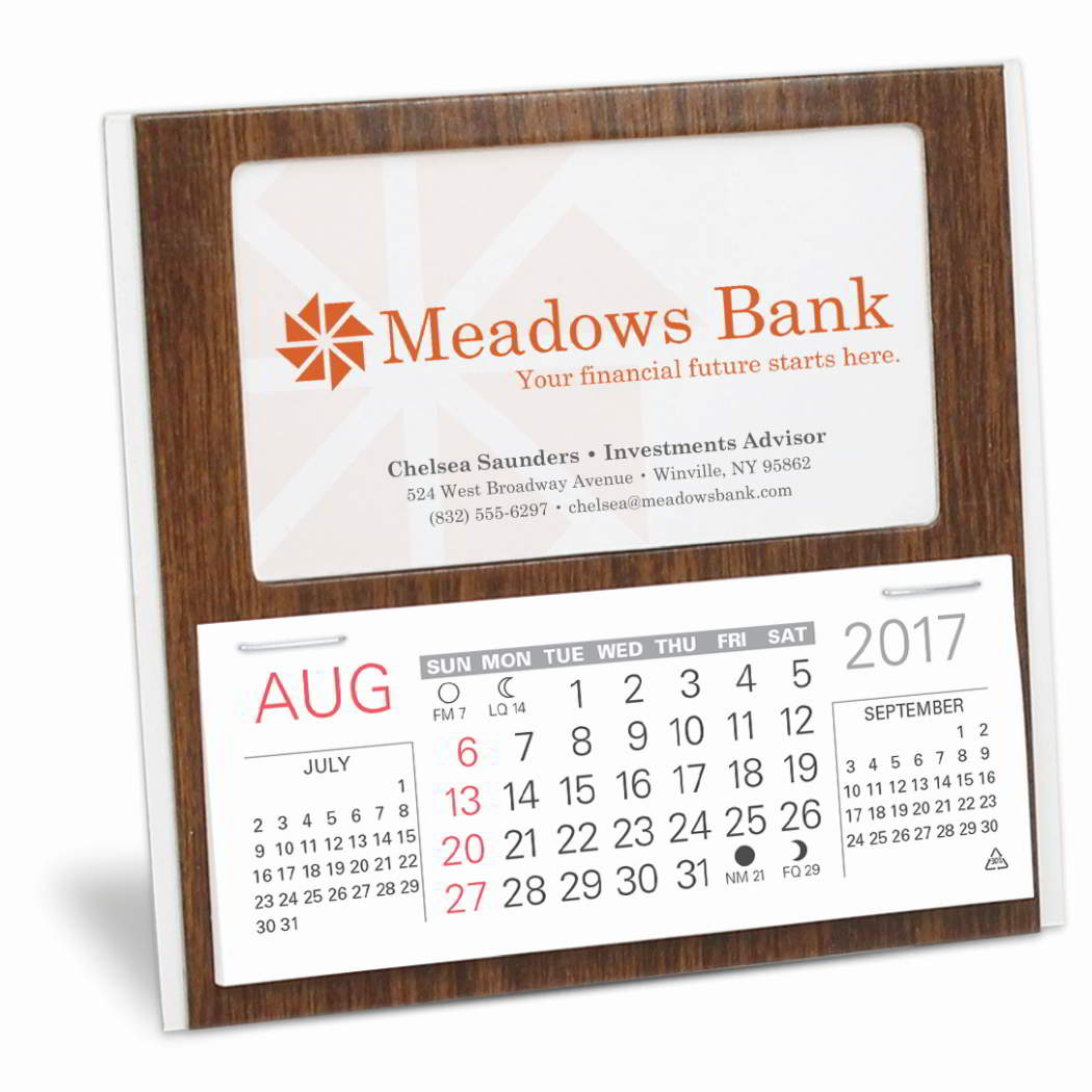 Easel Desk Calendar with Business Card Slot