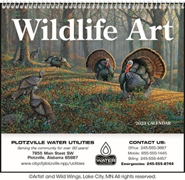 Wildlife Art Pocket Calendar Custom Printed, Size 8x13