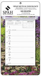 Weekly Memo Calendar with Colorful Garden Scene Background Imprint