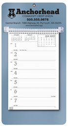 Memo Calendar w Weekly Grid, Metallic Blue Mount