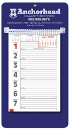 Promotional Big Numbers Weekly Memo Calendar  - Blue