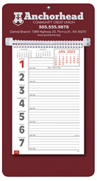 Promotional Big Numbers Weekly Memo Calendar  - Maroon