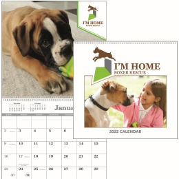 Custom Single Image Wall Calendar,  Spiral Binding, Size 18.5x10.8 Open