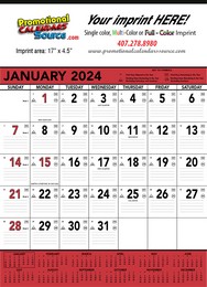 Red & Black 13 Month Contractor Calendar