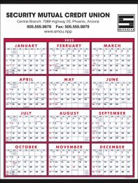 12 Month in View Calendar Red-Blue, Size 22x29, Week Numbers, Full-Color Option