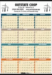 Year In View UV-Laminated Calendar size 27x38, Julian Dates, Week Numbers, Marker included, Full-Color imprint option