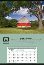 Large Size Calendar with Summer Barn Scene, Tinned Top 27x39