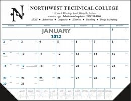 Desk Pad Calendar w Vinyl Corners Blue & Black imprint