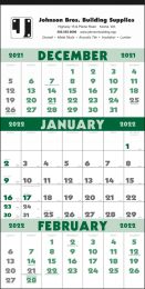 Single Panel 3-Month Wall Calendar (12 sheet) Julian Dates 13x25