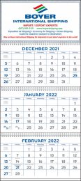 3 Month View Blue & Grey Commercial Calendar w Julian Dates 13x29