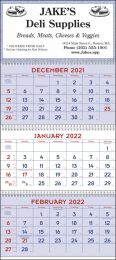 Red & Blue 3 Month Calendar w Julian Dates, 13x29