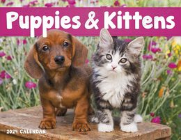 Puppies & Kittens Promotional Calendar with Window Cut-Out Ad Copy