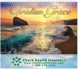 Christian Grace Spiral Wall Calendar With Metallic Foil Stamped Advertising Copy