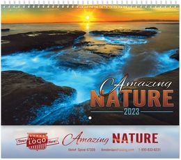 Amazing Nature Wall Calendar, Metallic Foil Stamped Ad, Spiral Binding