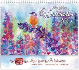 Water Colors Art Wall Calendar, Spiral, 2024